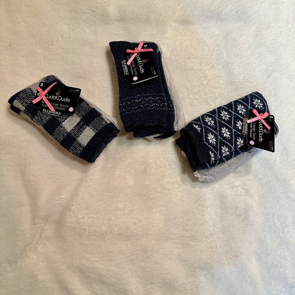 Cuddl Duds Terry Lounge Socks Lavender Infused - SET OF 3